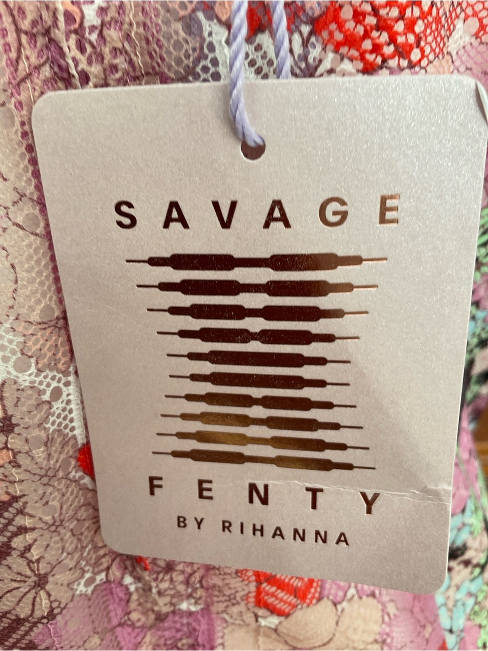 NWT Savage X Fenty by Rihanna Penthouse Sweet Lace Slip Pink Multi Size L - Picture 9 of 11